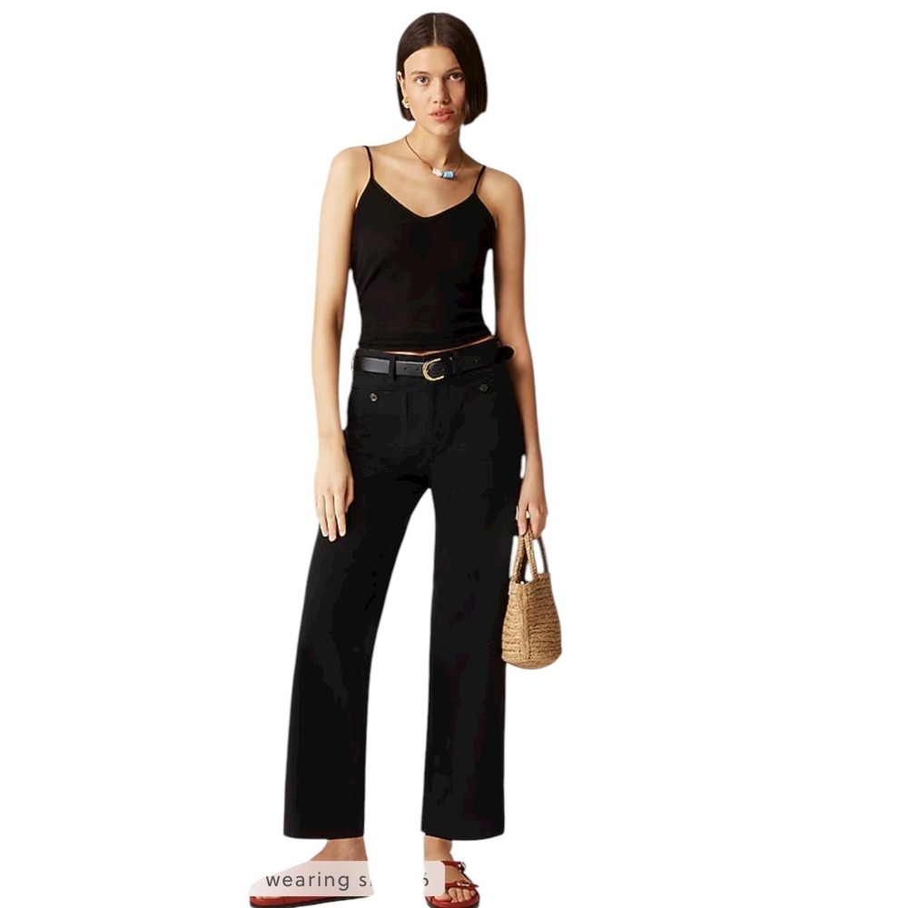 J.Crew women's black Sailor slim wide-leg chino pant Size 34‎ #BY637